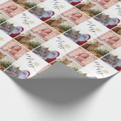 カスタム写真金ゴールドグリッタースノーフレーククリスマス ラッピングペーパー (角)