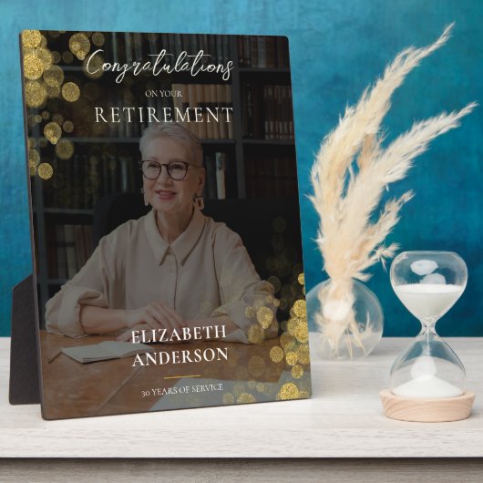 カスタム写真金ゴールド紙吹雪退職金 フォトプラーク (側面)