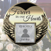 カスタム写真金ゴールド記念ハート 缶バッジ