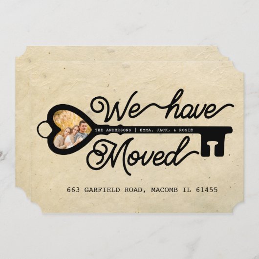 カスタム写真鍵我々は新しい家を移動 案内状 (正面/裏面)