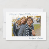 カスタム写真青カジュアルミニマル脚本新年 シーズンカード (正面)