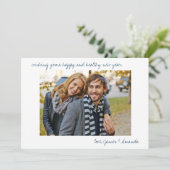 カスタム写真青カジュアルミニマル脚本新年 シーズンカード (スタンド正面)