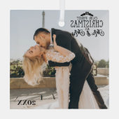 カスタム写真面取りガラスのクリスマスオーナメント ガラスオーナメント (裏面)