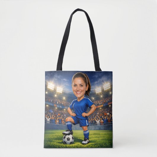 カスタム写真顔サッカースターの似顔絵 トートバッグ (正面)