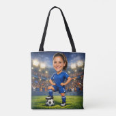 カスタム写真顔サッカースターの似顔絵 トートバッグ (裏面)