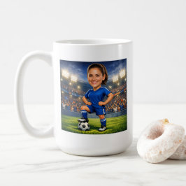 カスタム写真顔サッカー/フットボールスターの似顔絵 コーヒーマグカップ