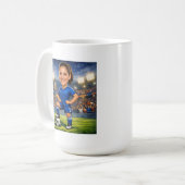 カスタム写真顔サッカー/フットボールスターの似顔絵 コーヒーマグカップ (正面左)