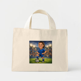 カスタム写真顔サッカー/フットボールスターの似顔絵 ミニトートバッグ