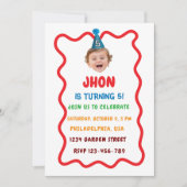 カスタム写真顔誕生日招待状かわいいベビー 招待状 (正面)