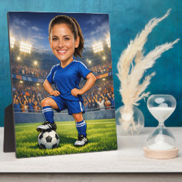 カスタム写真顔 サッカー/フットボールスターのキャリカチュア フォトプラーク