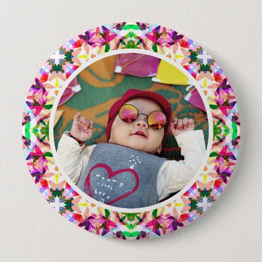 カスタム写真鮮やかピンクのお母さんの日の記念 缶バッジ (正面)