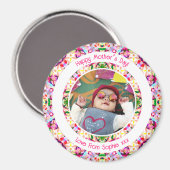 カスタム写真鮮やかピンクハッピーグリーン母の日 マグネット (正面/裏面)