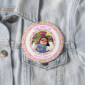 カスタム写真鮮やかピンクハッピーグリーン母の日 缶バッジ (インサイチュ)