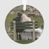 カスタム写真黄金50周年記念結婚ギフト オーナメント (裏面)