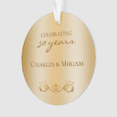 カスタム写真黄金50周年記念結婚ギフト オーナメント (正面)