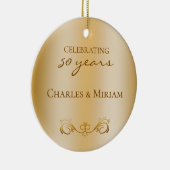 カスタム写真黄金50周年記念結婚ギフト セラミックオーナメント (右)