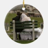 カスタム写真黄金50周年記念結婚ギフト セラミックオーナメント (裏面)