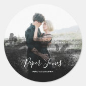 カスタム写真黒抽象芸術写真家クラ ラウンドシール (正面)