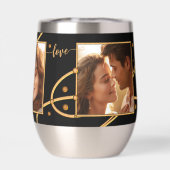 カスタム写真黒金ゴールド結婚絶縁タンブラー (背面)