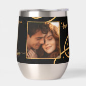 カスタム写真黒金ゴールド結婚絶縁タンブラー (左面)