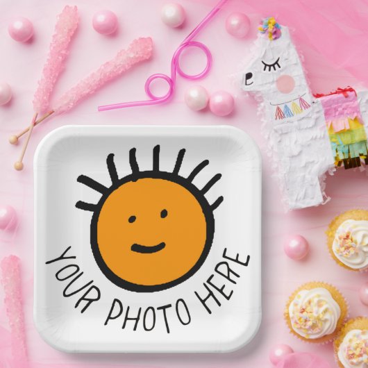 カスタム写真12大正方形紙プレートテンプレート ペーパープレート (パーティー)