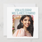 カスタム写真15th誕生日Mis Quince Quinceanera 招待状 (正面)