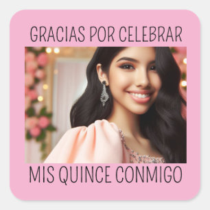 カスタム写真15th誕生日Mis Quince Thank You スクエアシール