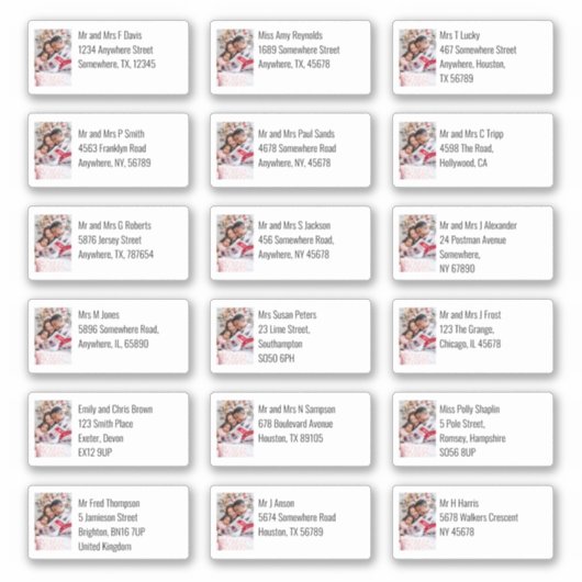 カスタム写真18受信者の名前アドレス シール (正面)
