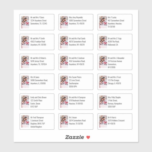 カスタム写真18受信者の名前アドレス シール (シート)