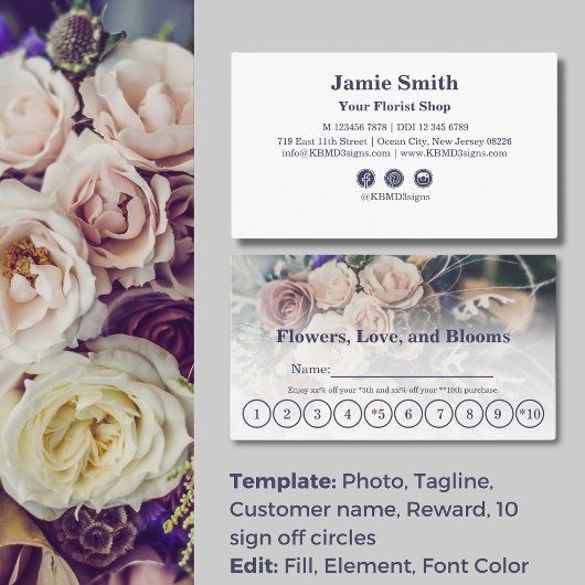 カスタム写真2層リワードフローリスト ロイヤリティカード