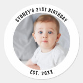 カスタム写真21日2日30日40日パーティー ラウンドシール (正面)
