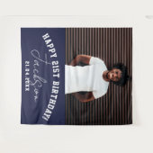 カスタム写真21歳の誕生日パーティーの背景 タペストリー (正面(横))