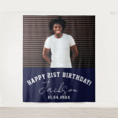 カスタム写真21歳の誕生日パーティーの背景 タペストリー (正面)