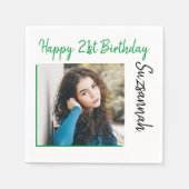 カスタム写真21番目のハッピーバースデーパーティーテンプレート スタンダードカクテルナプキン (正面)