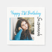カスタム写真21番目のハッピーバースデーパーティーテンプレート スタンダードカクテルナプキン (正面)