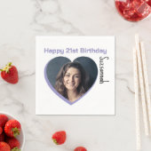 カスタム写真21番目のハッピーバースデーパーティーテンプレート スタンダードカクテルナプキン (インサイチュ)