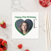 カスタム写真21番目のハッピーバースデーパーティーテンプレート スタンダードカクテルナプキン (インサイチュ)