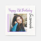 カスタム写真21番目のハッピーバースデーパーティーテンプレート スタンダードカクテルナプキン (正面)