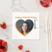 カスタム写真21番目のハッピーバースデーパーティーテンプレート スタンダードカクテルナプキン (インサイチュ)