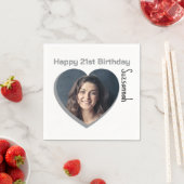 カスタム写真21番目のハッピーバースデーパーティーテンプレート スタンダードカクテルナプキン (インサイチュ)