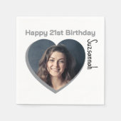 カスタム写真21番目のハッピーバースデーパーティーテンプレート スタンダードカクテルナプキン (正面)