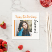 カスタム写真21番目のハッピーバースデーパーティーテンプレート スタンダードカクテルナプキン (インサイチュ)