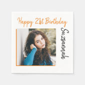 カスタム写真21番目のハッピーバースデーパーティーテンプレート スタンダードカクテルナプキン (正面)