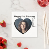 カスタム写真21番目のハッピーバースデーパーティーテンプレート スタンダードカクテルナプキン (インサイチュ)