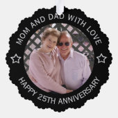 カスタム写真25結婚周年記念 オーナメントカード (裏面)