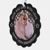 カスタム写真25結婚周年記念 オーナメントカード (左)