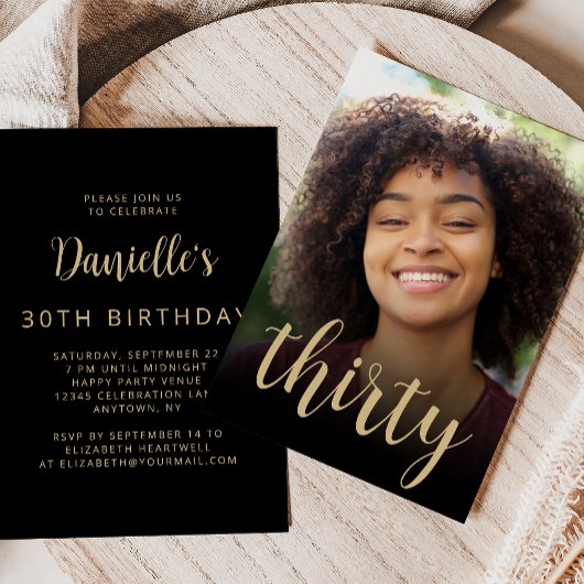 カスタム写真30歳の誕生日パーティー 招待状