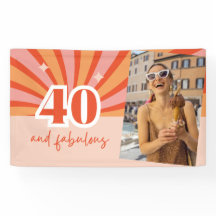 カスタム写真40と素晴らしい誕生日パーティバナー