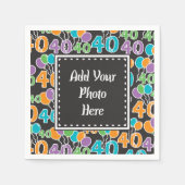 カスタム写真40カラフル歳の誕生日紙ナプキンス スタンダードカクテルナプキン (正面)