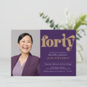カスタム写真40歳の誕生日パーティー 招待状 (スタンド正面)